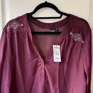 Cruel Women's Burgundy Embroidered Top